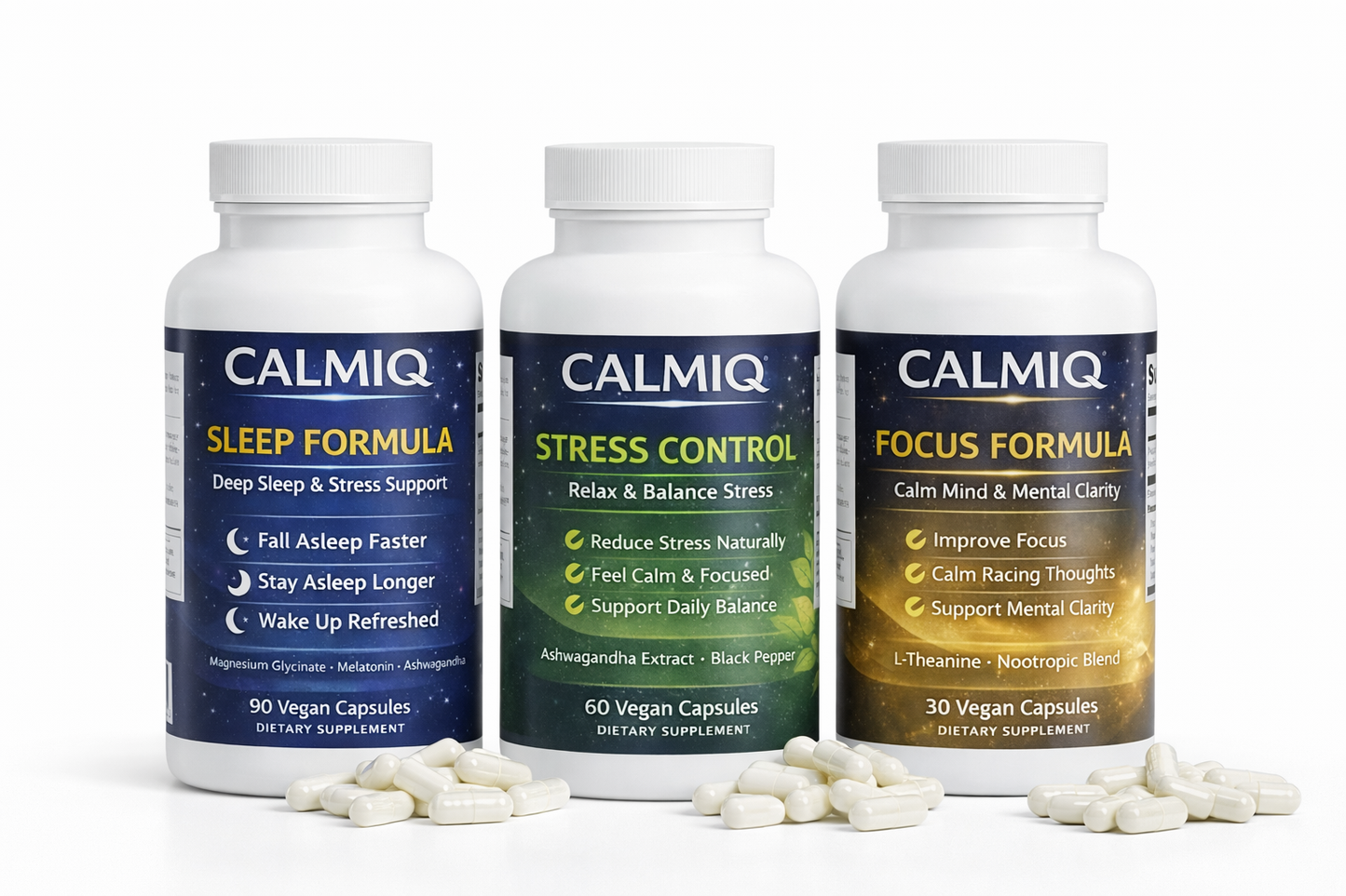 Calmiq Complete Calm Stack (3-in-1) – Sleep, Stress & Focus Support (Save $30)