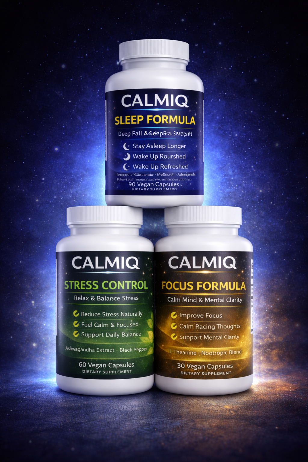 Calmiq Complete Calm Stack (3-in-1) – Sleep, Stress & Focus Support (Save $30)